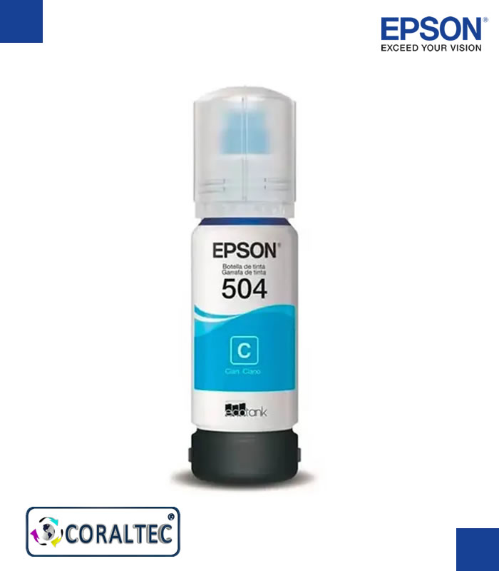 Botella Tinta Epson 504 Cian - CORALTEC