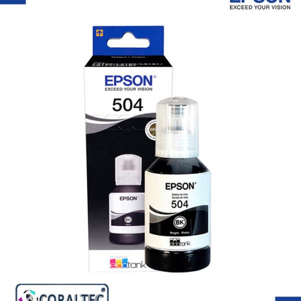 Caja y Botella Tinta Epson 504 Negra - CORALTEC